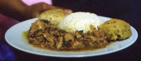 Nigerian Groundnut Stew with Turkey, Rice, Cowpea Moyin-Moyin